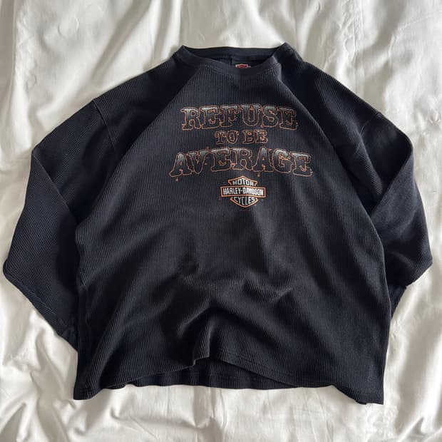 [XXL] 90s 빈티지 할리데이비슨 와플 써멀 롱슬리브 티셔츠