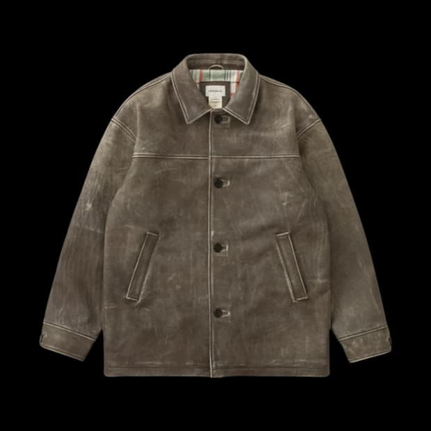 [M] 카키스 오웬 레더 카코트 브라운