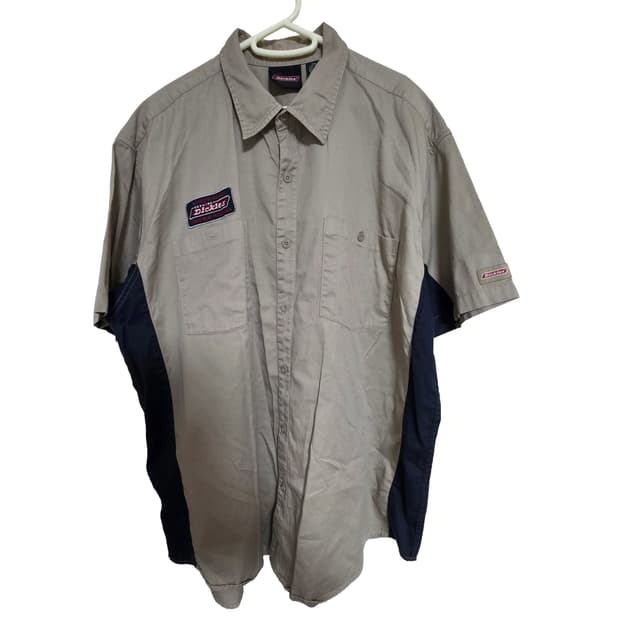 00S 디키즈 오버핏 남성 베이지 워크 셔츠 (2XL)
