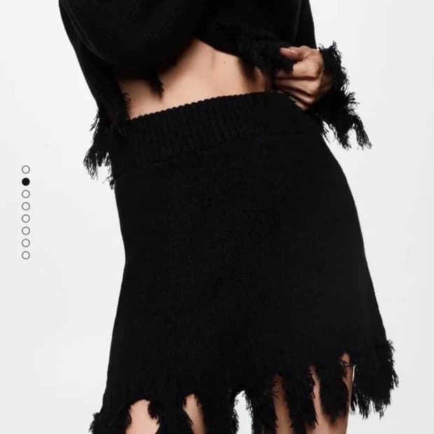 망고 블랙 프린지 니트스커트 S