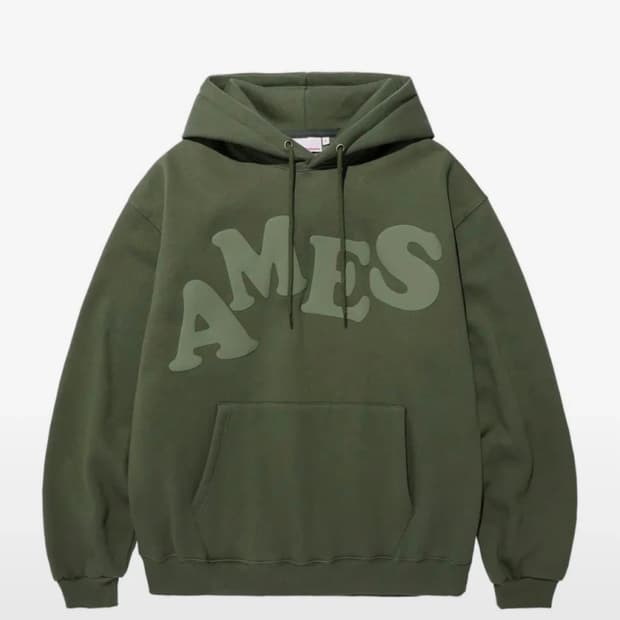 아메스 BIG TYPO 후드티 올리브 s