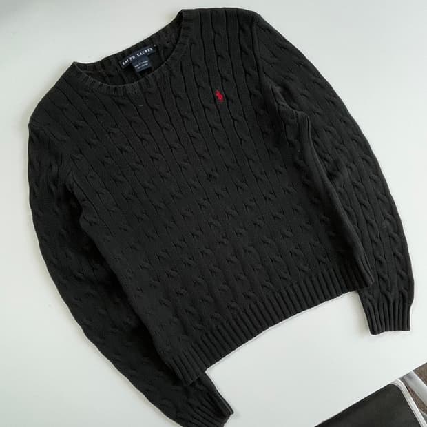 Polo 폴로 랄프로렌 우먼 블랙 케이블 니트