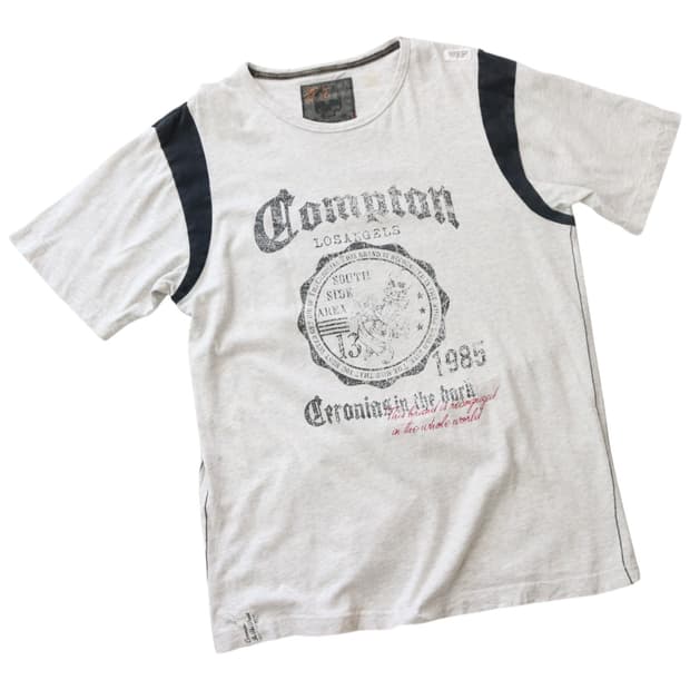 Ceronias 세로니어스 빈티지 컴턴 그래픽 래글런 반팔티셔츠 (XL)