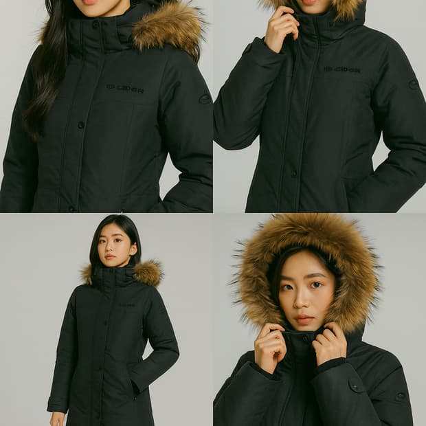 아이더 차콜 덕다운 롱패딩 여자 S 88 48