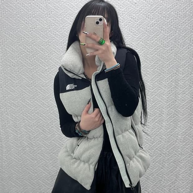 노스페이스 700 멜란지그레이 거위털 패딩 조끼 85 C08585