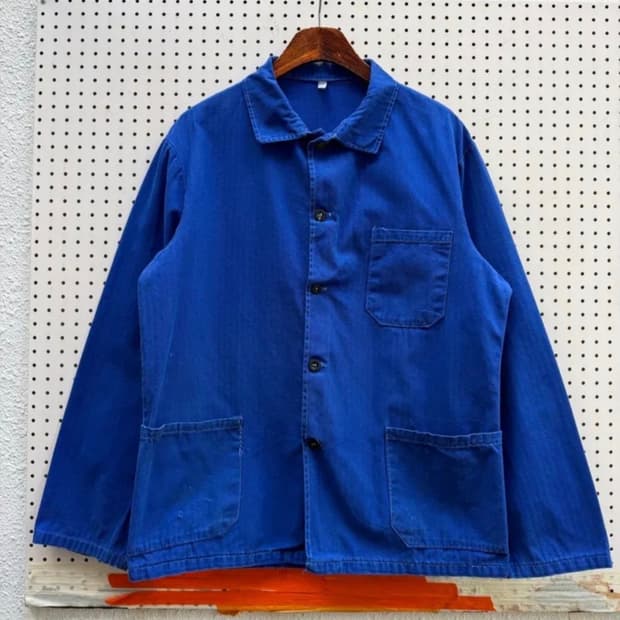 OLD VINTAGE WASHED BLUE HBT 헤링본 프렌치워크자켓