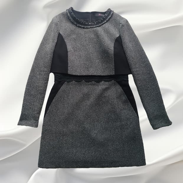 지고트 JJIGOTT 트위드 배색 원피스