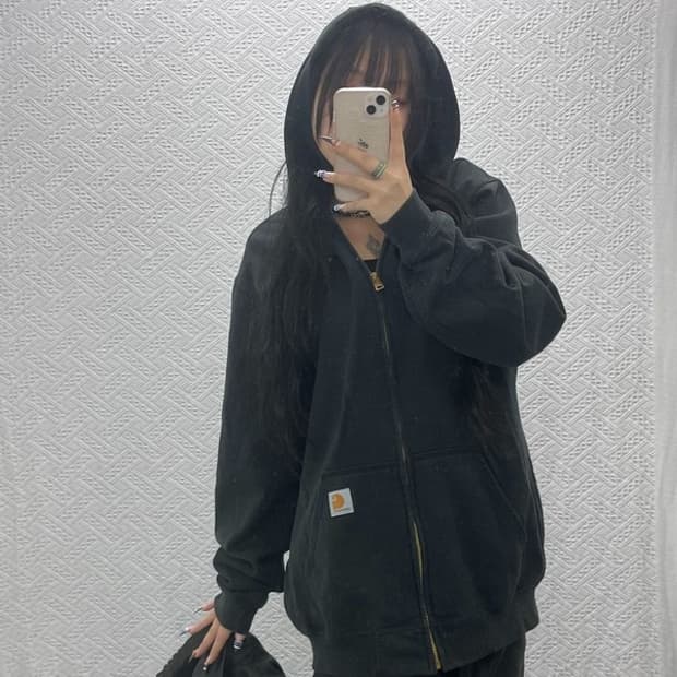 칼하트 써멀 빈티지 오버핏 약기모 후드집업 L C07698