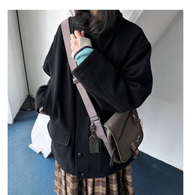 Brushed wool design zip single coat