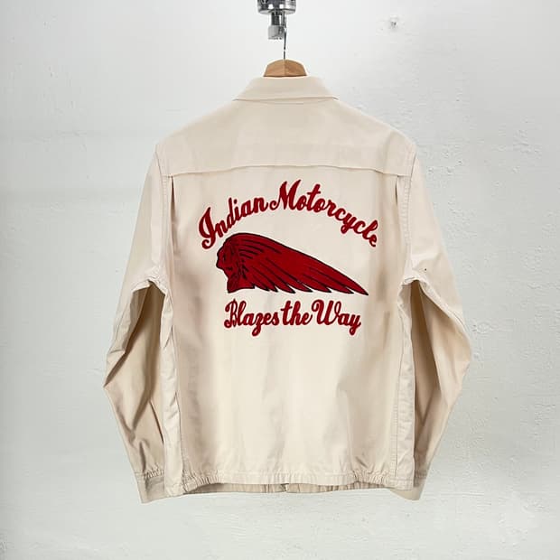 인디언 모터사이클 아이보리 스테퍼 로고 워크 자켓
