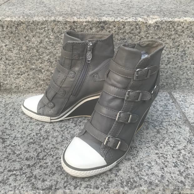 Ash 아쉬 레더 웨지힐 하이탑 스니커즈