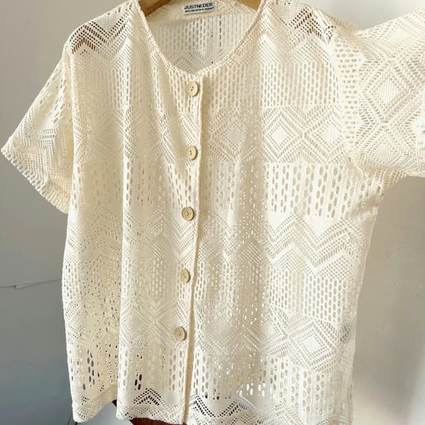 Cotton blend punch knit button top