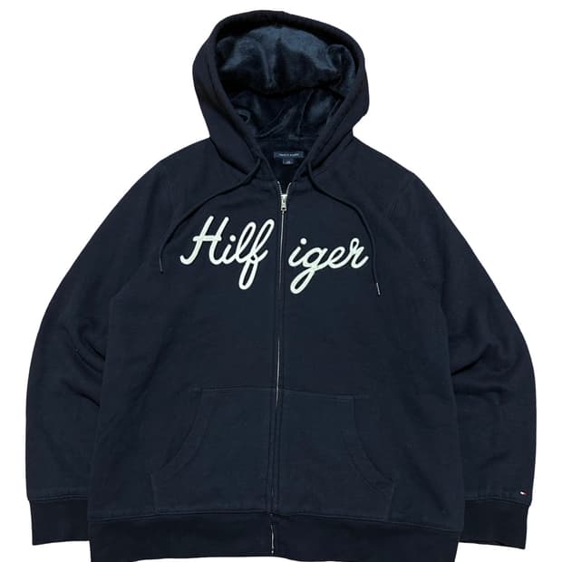 타미힐피거 안감털 네이비 후드집업