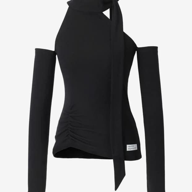 이네기 Birth Shirring Scarf Top (black)