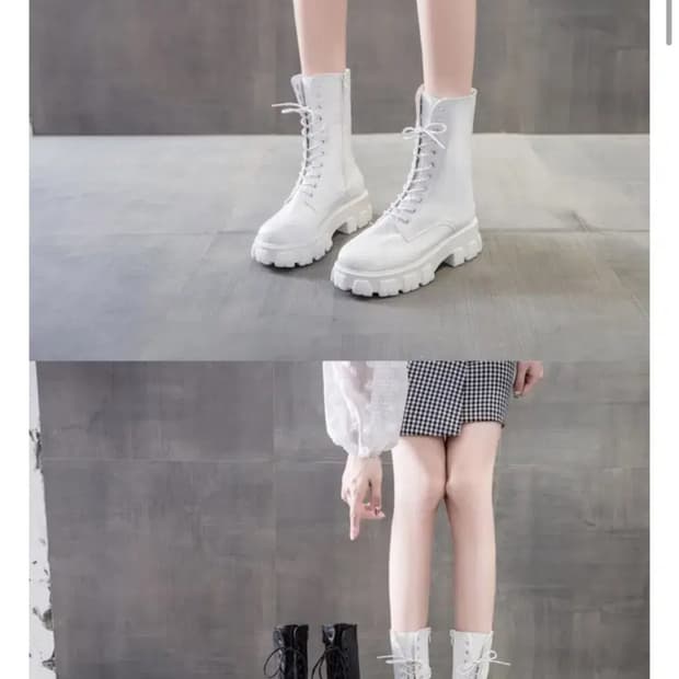 지그재그 에이블리 통굽 워커 화이트 235 새 상품