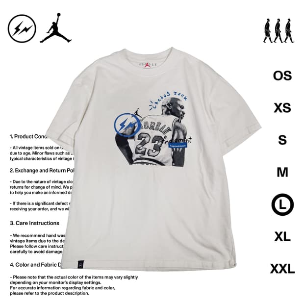 조던 X 프라그먼트 디자인 그래픽 반팔 티셔츠 L사이즈