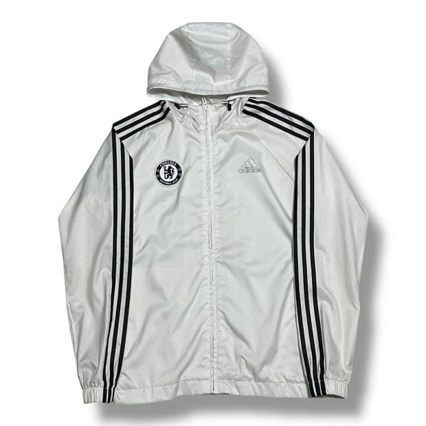 Adidas 첼시 블랙 삼선 화이트 후드 바람막이