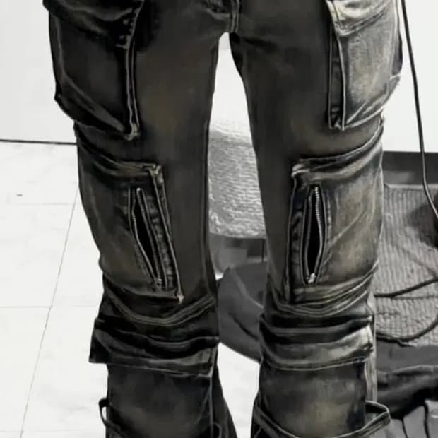 워싱 데님 청바지 부츠컷