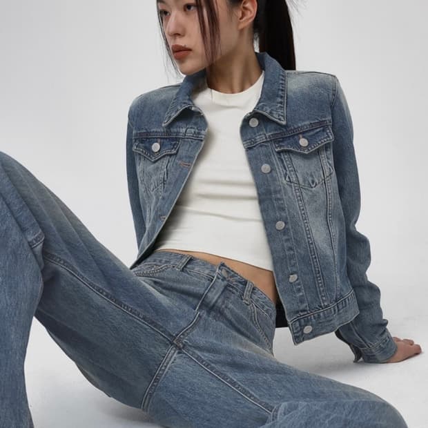 블랙업 스위텐 워싱 데님 자켓 M 청