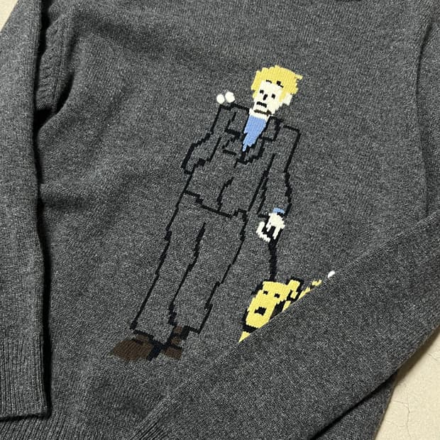 stu 프린팅 니트 그레이 (m)