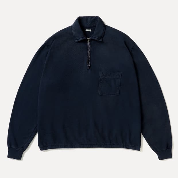 [4, 5] 아프레쎄 빈티지 라이트 웨이트 하프 집 스웻셔츠 네이비