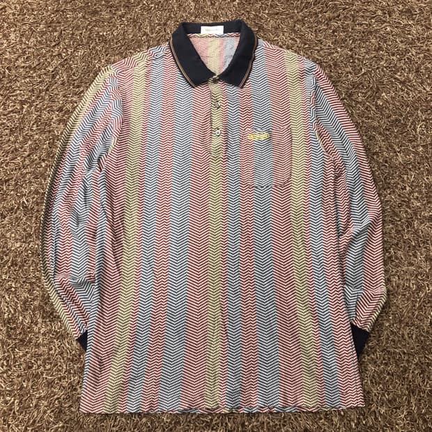 미쏘니 90s 멀티컬러 패턴 카라 롱슬리브 티셔츠