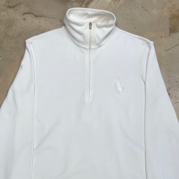 M 폴로랄프로렌 골프 빅포니 여성용 화이트 니트 집업