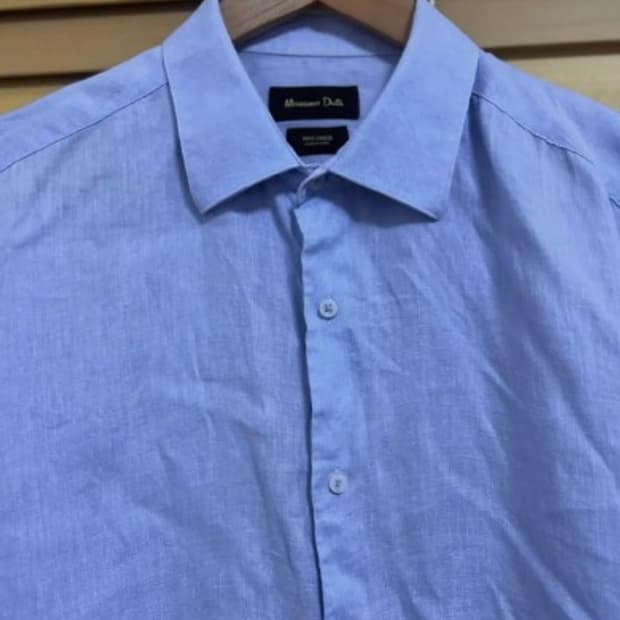 마시모뚜띠 남성 스카이블루 린넨긴팔셔츠 L