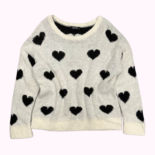 heart pattern jacquard knit