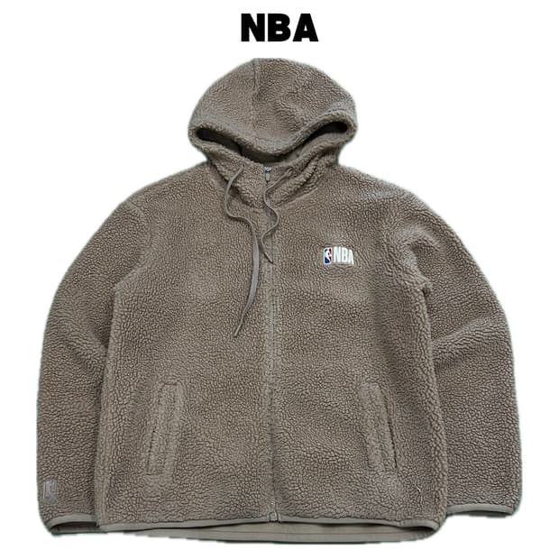 NBA 자수로고 양털 셰르파 후드집업