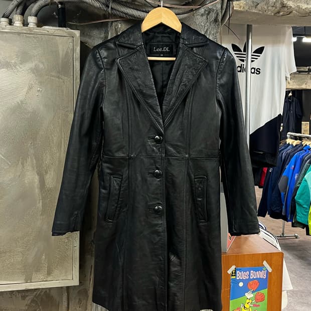빈티지 소가죽 레더 롱 자켓 블랙 55 #csz2836
