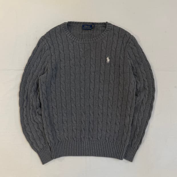 폴로 랄프로렌 꽈배기 케이블 니트 그레이