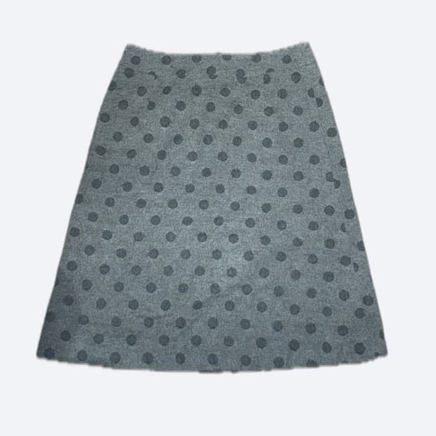 빈티지 도트 미디 스커트