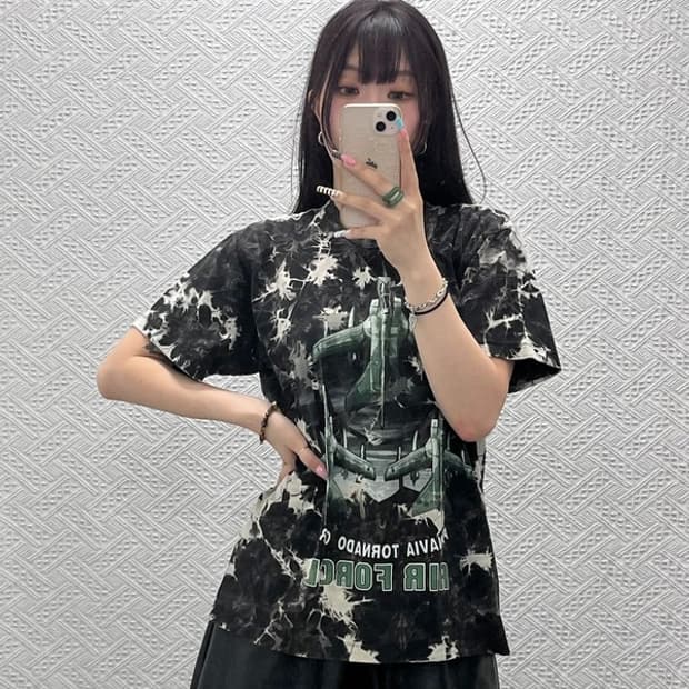 빈티지 스트릿 펑크 캐주얼 락펑크 타이다이 반팔티 M C13153