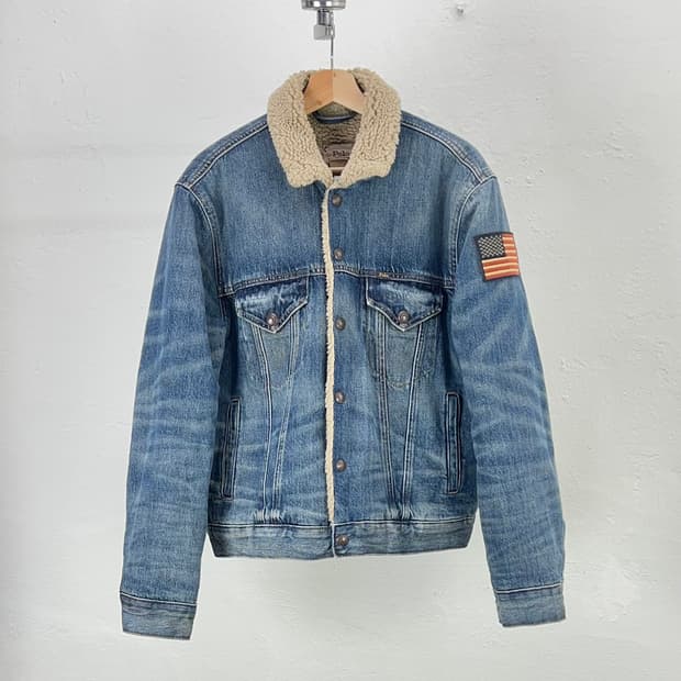 폴로 랄프로렌 덩가리 성조기 쉐르파 데님 트러커 자켓