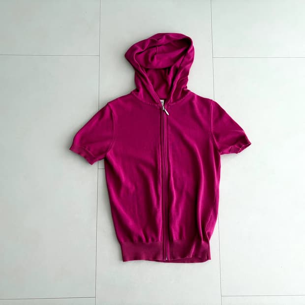 knit hood zip-up