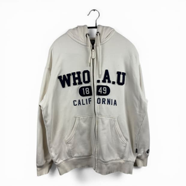 (S) 후아유 패치로고 후드집업 이이보리