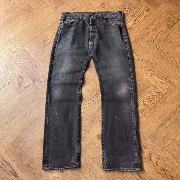 [33]리바이스 501 빈티지 페이딩 스트레이트 흑청 데님 팬츠