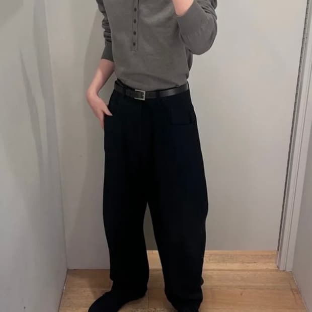 (m) 신앤리 루어 니트 폴로 셔츠 그레이