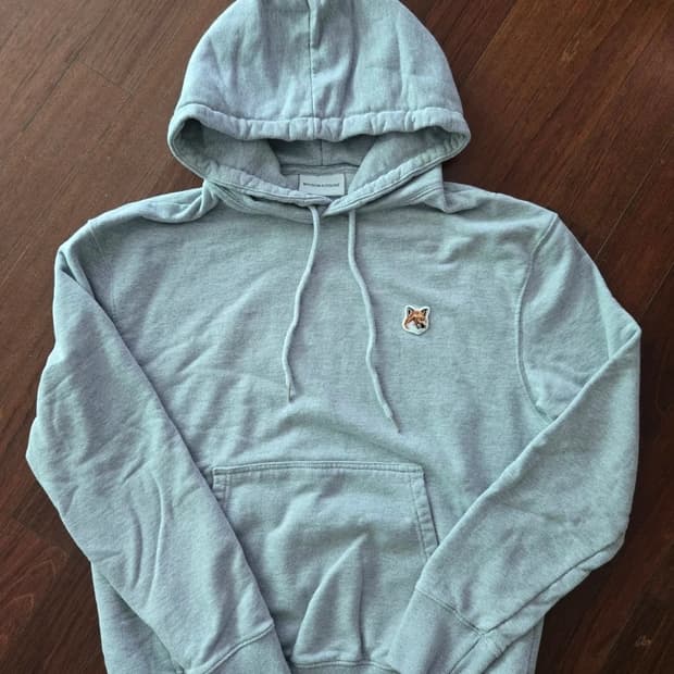 메종키츠네 폭스 헤드 후드티 그레이