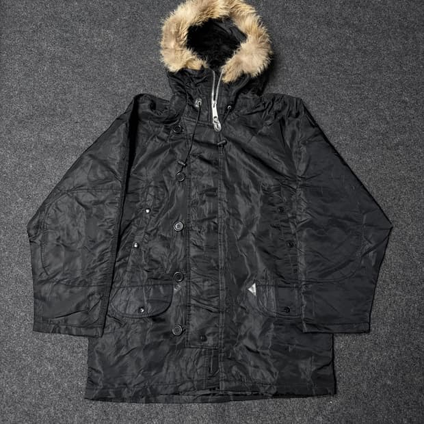Vintage grunge Punk Fur hood parka