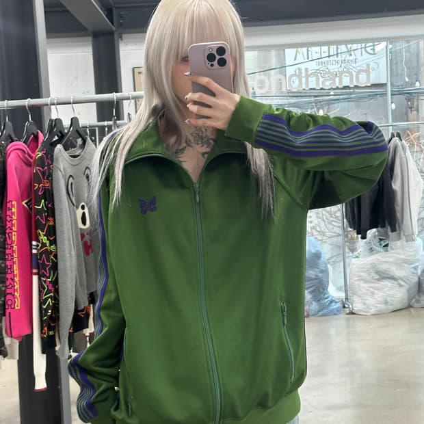 니들스 트랙 자켓 폴리 스무스 아이비 그린