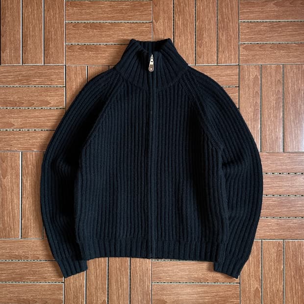 Ancestress wool knit zip-up cardigan