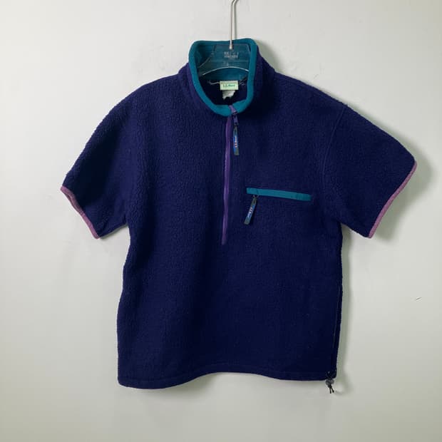 90's 엘엘빈 딥파일 플리스 반집업 티셔츠