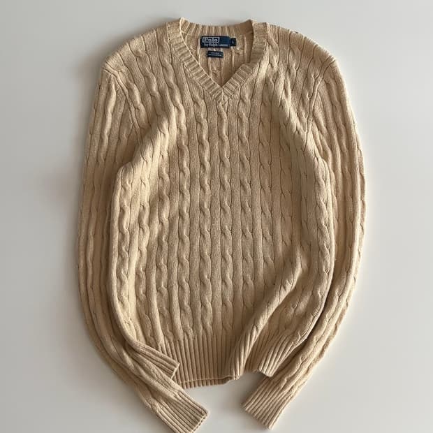 폴로 랄프로렌 실크 캐시미어 케이블 꽈배기 니트 L