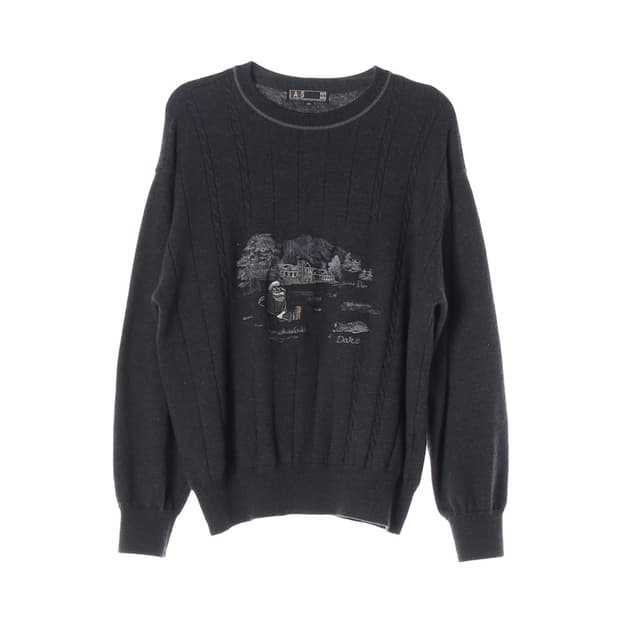 DAKS 런던 풍경 자수 니트 XL