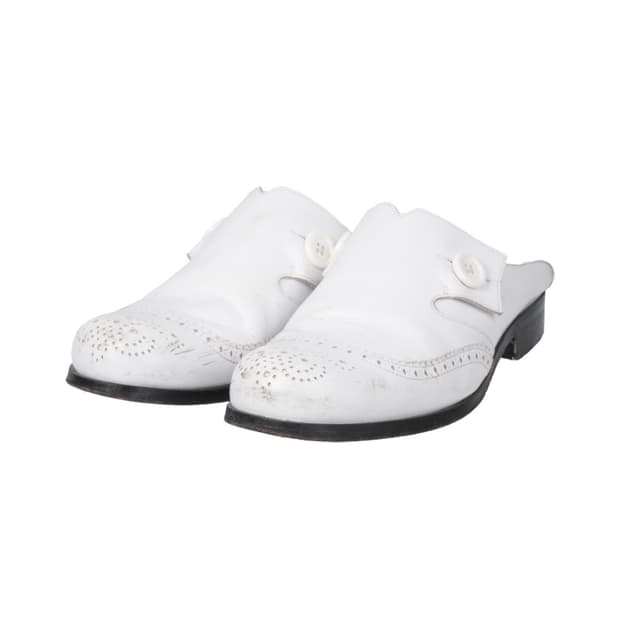 WHITE LEATHER MULES