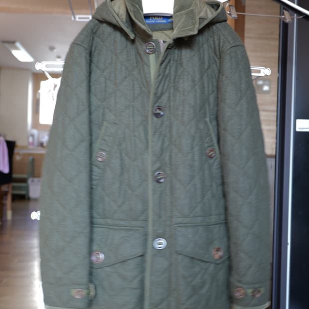 폴로 랄프로렌 퀼팅 후드 자켓 M 올리브그린