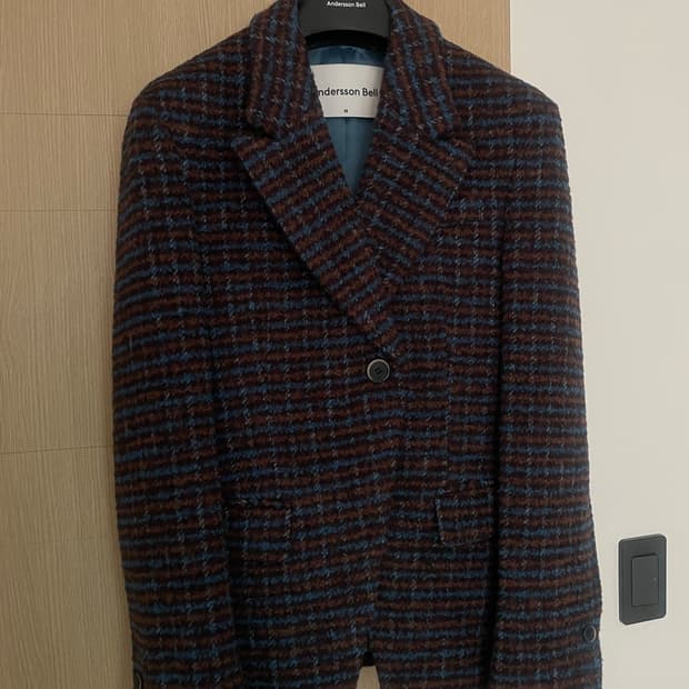[Women]Alpaca Blazer (M, Blue/Brown)