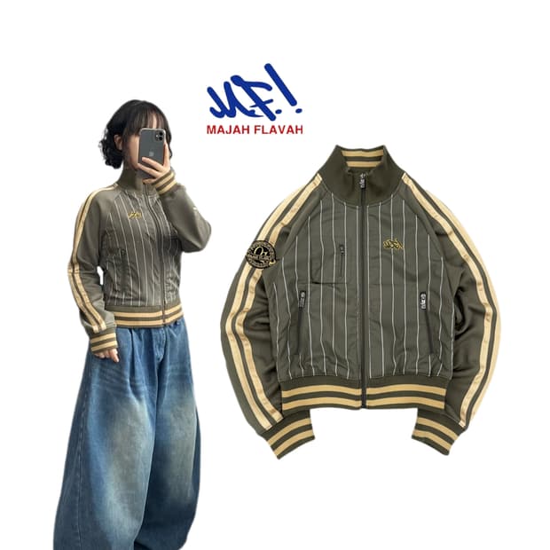 마자플라바 Y2K 카키 배색 크롭 져지